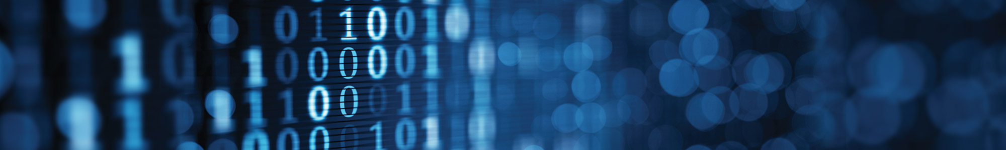 computer monitor with strings of ones and zeros across it